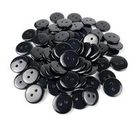 Lot de 50 boutons transparents de 15 mm en plastique avec 2 trous Utilisation universelle pour travaux de couture, vêtements, linge de lit, projets de bricolage (noir)