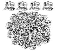 Lot de 50 breloques de pom-pom girl en alliage tibétain en forme de cœur avec inscription « I Love Cheer Leading » - Fournitures d'artisanat pour fabrication de colliers, bracelets, bijoux, cadeaux de