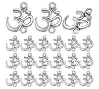 Lot de 50 breloques en argent antique chakra Om sanskrit vintage en alliage pour yoga OM, accessoires d'artisanat pour fabrication de bracelets, colliers, bijoux