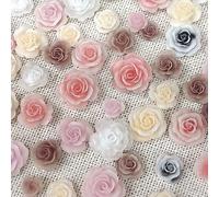 Lot de 50 breloques en forme de fleur rose pour ongles - Bijou mixte - Pierres précieuses - Bijoux floraux - Accessoires d'art - Cadeaux strass