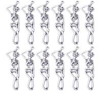 Lot de 50 breloques en forme de tête de mort en alliage tibétain vintage pour fabrication de bracelets, colliers, bijoux, décoration de fête d'Halloween, 42 mm x 12 mm, Pas de gemme