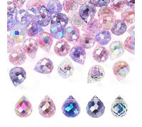 Lot de 50 breloques en verre en forme de goutte d'eau en cristal transparent percé sur le dessus - Prismes scintillants pour loisirs créatifs, attrape-soleil, fabrication de bijoux, boucles d'oreilles