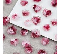 Lot de 50 breloques rondes en forme de fleur de camélia 3D pour ongles en acrylique