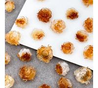 Lot de 50 breloques rondes en forme de fleur de camélia 3D pour ongles en acrylique