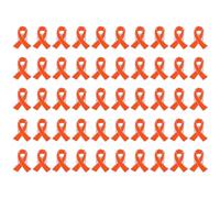 Lot de 50 broches en forme de ruban orange en émail pour la sensibilisation au cancer du sein - Accessoire de mode pour vêtements, sacs et décorations festives, 3X2CM, Métal