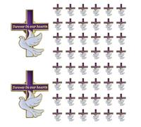 Lot de 50 broches funéraires en forme de croix éternelles en forme de colombe pour service commémoratif, Petit, Métal, Pas de pierre précieuse