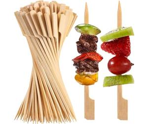 Lot de 50 brochettes en bambou pour apéritifs, cure-dents en bois de 9 cm, brochettes à cocktail pour boissons, cababs de fruits, mini bâtonnets alimentaires, saucisses, snacks, charcuterie