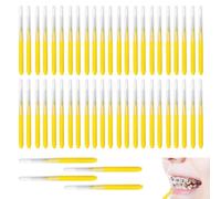Lot de 50 brosses interdentaires jaunes, brosses dentaires, cure-dents dentaires, cure-dents interdentaires, outils de soins entre les dents pour soins bucco-dentaires, nettoyage facile et approfondi