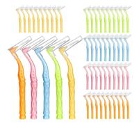 Lot de 50 brossettes interdentaires en forme de L en 5 tailles avec poignée antidérapante pour le nettoyage des dents, les interstices, le nettoyage de la bouche, appareils dentaires (5 couleurs)