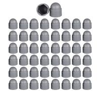 Lot de 50 cache-écrous hexagonaux gris M5 - Capuchons de protection en plastique pour boulons, vis hexagonales
