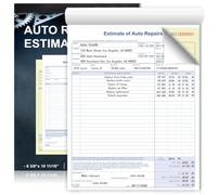 Lot de 50 cahiers d'estimation de réparation automobile en 2 parties sans | Factures de réparation automobile Blanc/Canari Formulaires de commande de réparation automobile numérotés séquentiellement