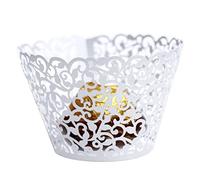 Lot de 50 Caissettes À Cupcakes Artistiques en Dentelle Filigrane Découpées Au Laser Emballages De Cupcake Gâteau Perle Papier, Papier De Décoration De Gâteau De Cuisson pour Mariage, Fête