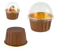 Lot de 50 caissettes à cupcakes en aluminium, portables, antiadhésives, rondes et faciles utiliser Caissette Muffins Papier(Coffee Gold)