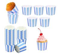 Lot de 50 Caissettes Cupcake Gobelets en Papier à Rayures à Muffins Bleu Caissettes à Gâteaux Papier pour Anniversaire soirée de Mariage Cuisine Baking