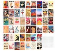 Lot de 50 Carte Postale Vintage,Décorations Murales Esthétiques,15x10cm | Mini Collage D'affiches Petit Affiche Decoration Murale pour Scrapbooking Papier Deco Chambre Ado Fille,DIY Cartes de Vœux