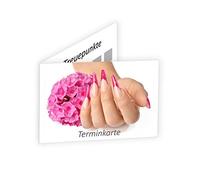 Lot de 50 cartes bonus, pour salon de manucure, rose rose, cartes de rendez-vous avec main et fleur, cartes de fidélité, pour la conception des ongles, le studio de beauté, les rendez-vous et les