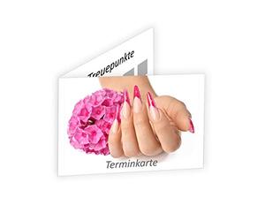 Lot de 50 cartes bonus, pour salon de manucure, rose rose, cartes de rendez-vous avec main et fleur, cartes de fidélité, pour la conception des ongles, le studio de beauté, les rendez-vous et les