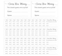 Lot de 50 cartes de jeu Guess How Many Minimalist Guess How Many - Jeu de fête prénatale, activités de fête d'anniversaire, fête prénuptiale, cartes de mariage (8,9 x 5,3 cm)