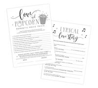 Lot de 50 cartes de jeu pour enterrement de vie de jeune fille, paroles et film romantique, histoire d'amour lyrique et jeux de pop-corn, mariage amusant, fiançailles et enterrement de vie de jeune