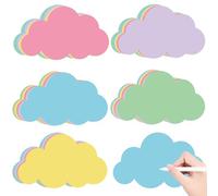 Lot de 50 cartes de présentation, motif de nuages, grandes cartes métaplan, 5 couleurs, cartes d'apprentissage, vierges pour bureau, école, présentation et modération, 23 x 14 cm