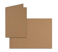 Lot de 50 cartes pliables, format A5, marron sable, en papier kraft, cartes d'invitation, cartes de menu, doubles, vierges, 14,8 x 21 cm FarbenFroh by Gustav Neuser