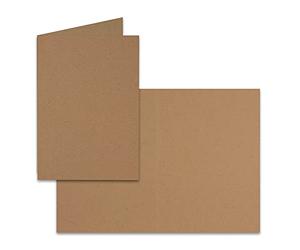 Lot de 50 cartes pliables, format A5, marron sable, en papier kraft, cartes d'invitation, cartes de menu, doubles, vierges, 14,8 x 21 cm FarbenFroh by Gustav Neuser