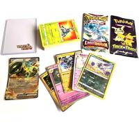 Lot de 50 cartes Pokémon avec 50 cartes Pokémon dont 1 carte ultra rare, 5 cartes holographiques, un booster officiel et un mini pack bonus + TitanCards® Toploader