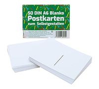 Lot de 50 cartes postales blanches DIN A6 350 g/m²-Papier recyclé à personnaliser soi-même - Papier naturel durable-Extra épais-Blanc doux-Idéal pour peindre,dessiner,écrire,imprimer,bricoler