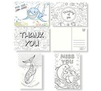 Lot de 50 cartes postales colorées pour enfants ou enseignants - Assortiment de cartes vierges 4x6 pour dire Miss You, penser à vous, Bonjour à la famille, aux amis, aux enseignants et aux étudiants - Sea Life