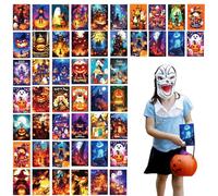 Lot de 50 cartes postales d'Halloween amusantes | 10,2 x 15,2 cm, cartes postales assorties citrouille, squelette, fantôme, château, cartes d'illustration effrayantes pour invitation
