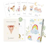 Lot de 50 cartes pour bébé de 1 à 12 mois - Cartes photo - Jalons importants pour bébé fille et garçon - 400 g/m² - Cadeaux de naissance - Cadeau de bienvenue pour fête prénatale