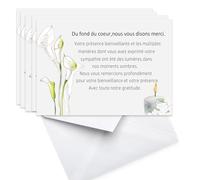 Lot de 50 - Cartes Remerciement - Deuil - Cartes Condoléances - Décès Obsèques -50 Cartes avec 50 Enveloppes - Cérémonie Funéraire Cartes - Remerciements Condoléances Papier Mat de Qualité Format A6