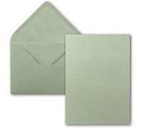 Lot De 50 Cartes Simples Avec Enveloppes - Format A6/C6 - Eucalyptus (Vert) - 14,8 X 10,5 Cm - Sans Pli
