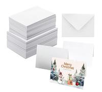 Lot de 50 cartes vierges aquarelles avec enveloppes, 63,5 kg, 100 % coton, pliables pour peinture ou fabrication de cartes, parfaites pour Noël, anniversaire