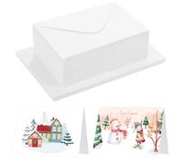 Lot de 50 cartes vierges avec enveloppes, cartes aquarelles vierges, 350 g/m², cartes blanches pliables avec enveloppes et autocollants ronds colorés, cartes à peindre ou à imprimer pour anniversaires