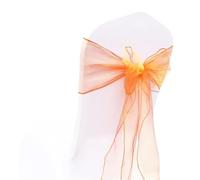 Lot de 50 Ceintures de Chaise en Organza pour Mariage, décoration de Chaise, Rubans, nœuds pour Housse, Banquet, fête de Mariage(Coral Orange)