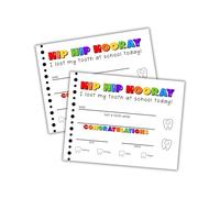 Lot de 50 certificats « I Lost My Tooth at School » - 21,6 x 27,9 cm - Pour écolier, infirmière, étudiant