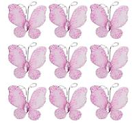 Lot de 50 chaussettes de Noël en maille pailletée et strass avec fil de fer Rose 3 x 2 cm