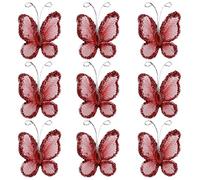 Lot de 50 chaussettes de Noël en maille pailletée et strass avec fil de fer Rouge 3 x 2 cm