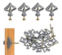 Lot de 50 chevilles à expansion Butterfly pour corps creux avec vis, chevilles à expansion, chevilles papillon pour plaques de plâtre, plaques de plâtre, plaques de plâtre, murs creux