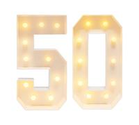 Lot de 50 chiffres LED de 100 cm - Grands chiffres lumineux avec lumière LED blanc chaud - Fonctionne sur piles - Décoration de fête vintage pour anniversaire, anniversaire de mariage, célébration