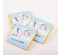 Lot de 50 chocolats mignons avec des motifs It's a Girl & Boy, cadeaux pour baby shower (Boy - Stork Design)