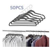 Lot de 50 Cintre en velours pour Vêtements, Willonin® Gris Cintre pour Jupe Chemise Pantalon, Crochets rotatif à 360°
