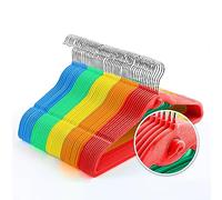Lot de 50 cintres Multicolores en Velours de qualité supérieure avec Mini Crochets, antidérapants, Peu encombrants, Couleurs Arc-en-Ciel, Rouge, Orange, Jaune, Vert, Bleu