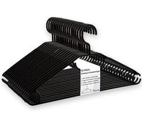 Lot de 50 cintres noirs, peu encombrants, crochets rotatifs, cintres en plastique robuste, parfaits pour une garde-robe complète, matériau 100 % recyclable, fabriqué en UE