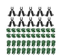 Lot de 50 clips de connexion réglables pour treillis de 11 mm - Support de jardin pour tomates, concombres et plantes grimpantes, joint à boucle croisée avec tuyaux de type A, noir et vert