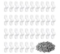 Lot de 50 clips d'étagère en fil métallique avec vis, clips d'étagère murale pour installation en béton (blanc)