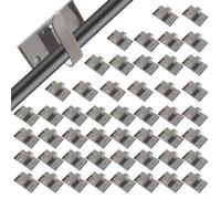 Lot de 50 clips métalliques pour guirlandes lumineuses d'extérieur avec dos à forte adhérence pour sécuriser les lumières sur des surfaces lisses sans endommager le mur (L)
