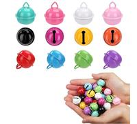 Lot de 50 Cloches en métal colorées avec œillet,Ornements Petites Clochettes Grelots,Multicolore Grelots en Métal Clochette, 22mm Grelots en Métal, pour Artisanat, Bijoux, décoration de Festival