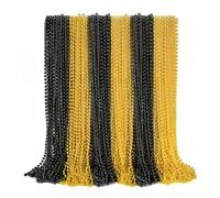 Lot de 50 colliers de perles pour le réveillon du Nouvel An, colliers de perles noires et dorées, colliers de perles de 83,8 cm, accessoires de fête de Mardi Gras pour Halloween ou friandises